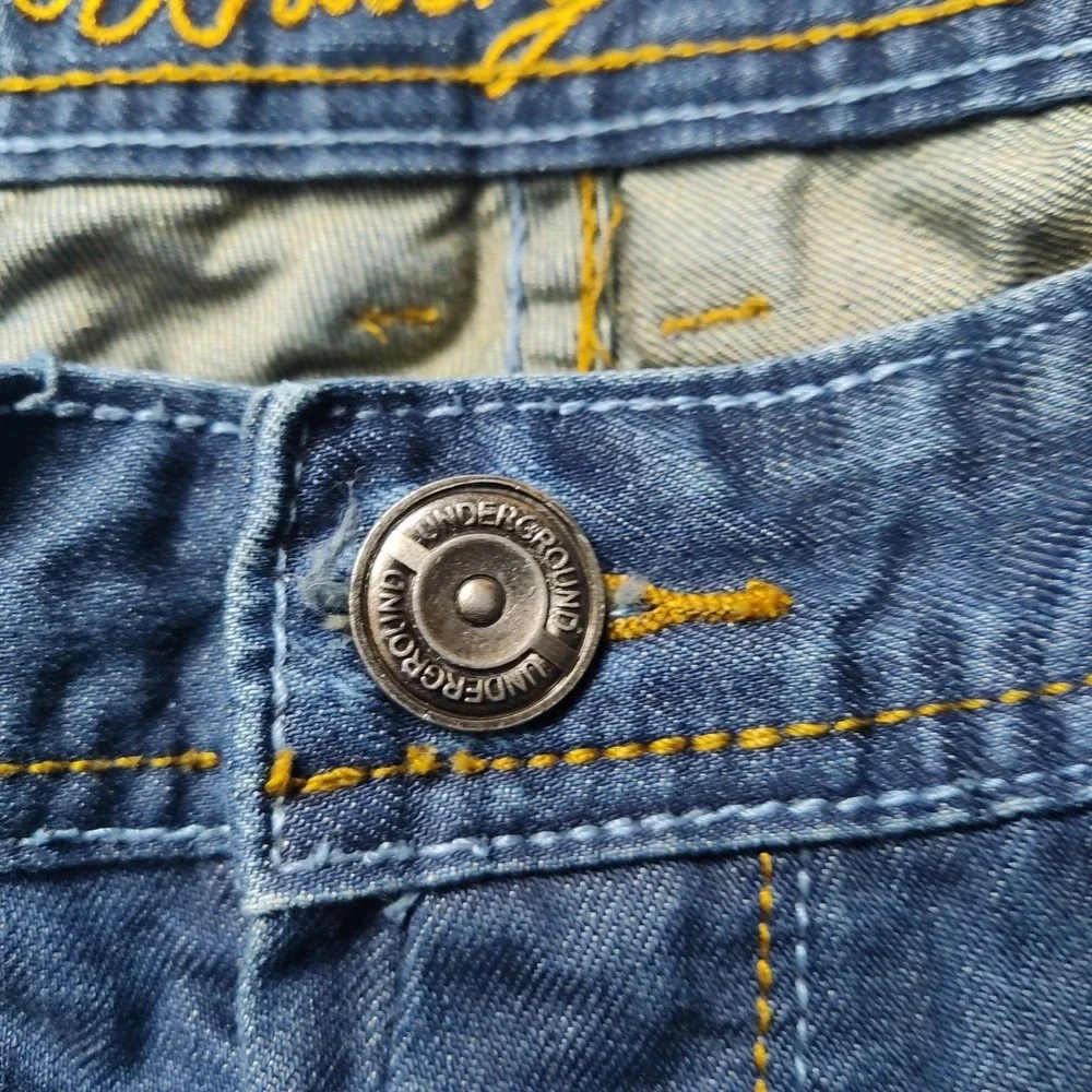 UNDERGROUND INDUSTRY Men 36X34 Distressed Denim Designer‎ Blue Jeans